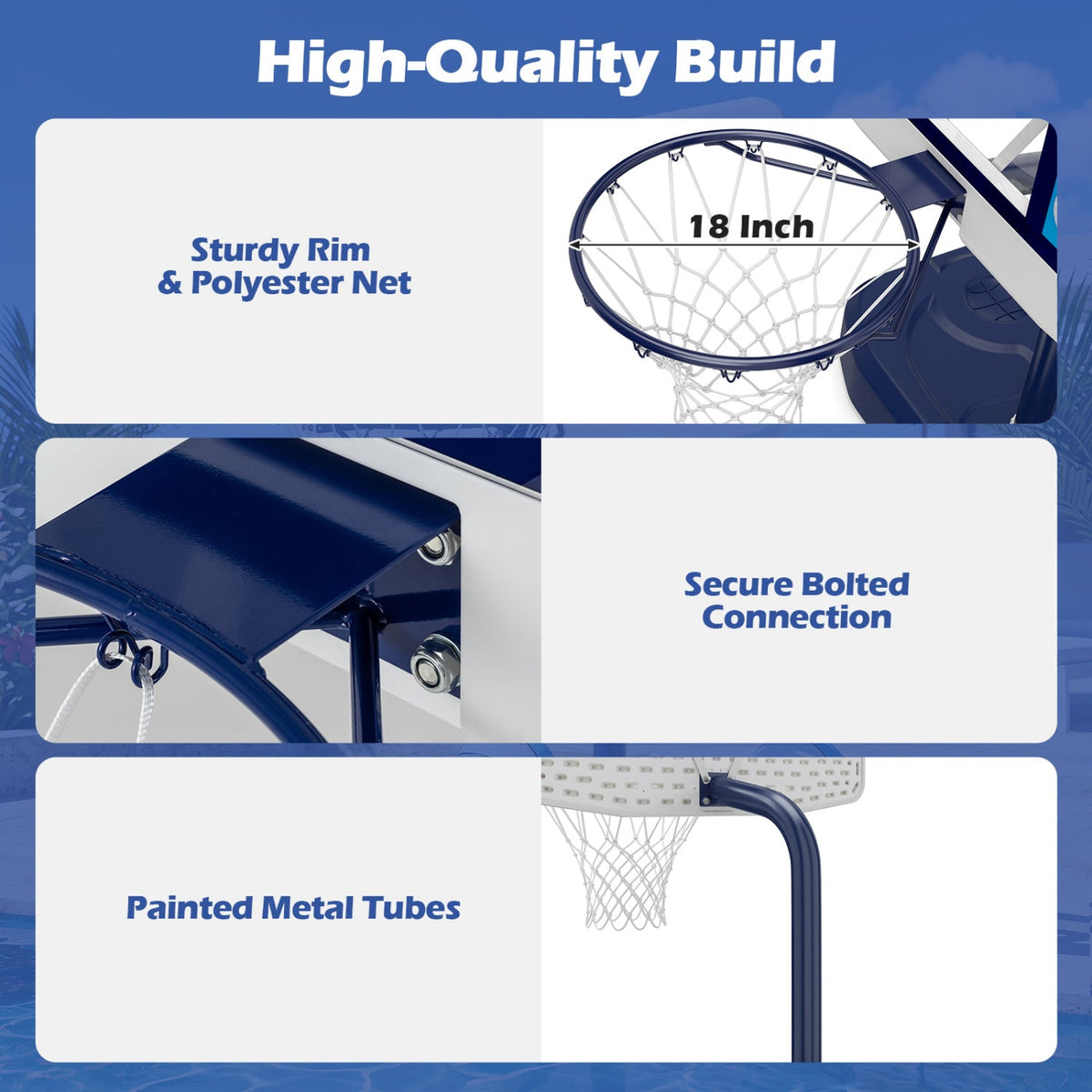 Pool Basketball Hoop Set with 2 Balls and Pump 24
