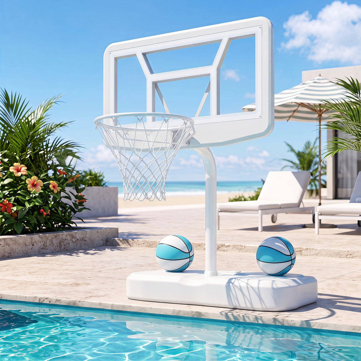 Pool Basketball Hoop Set with 2 Balls and Pump 25