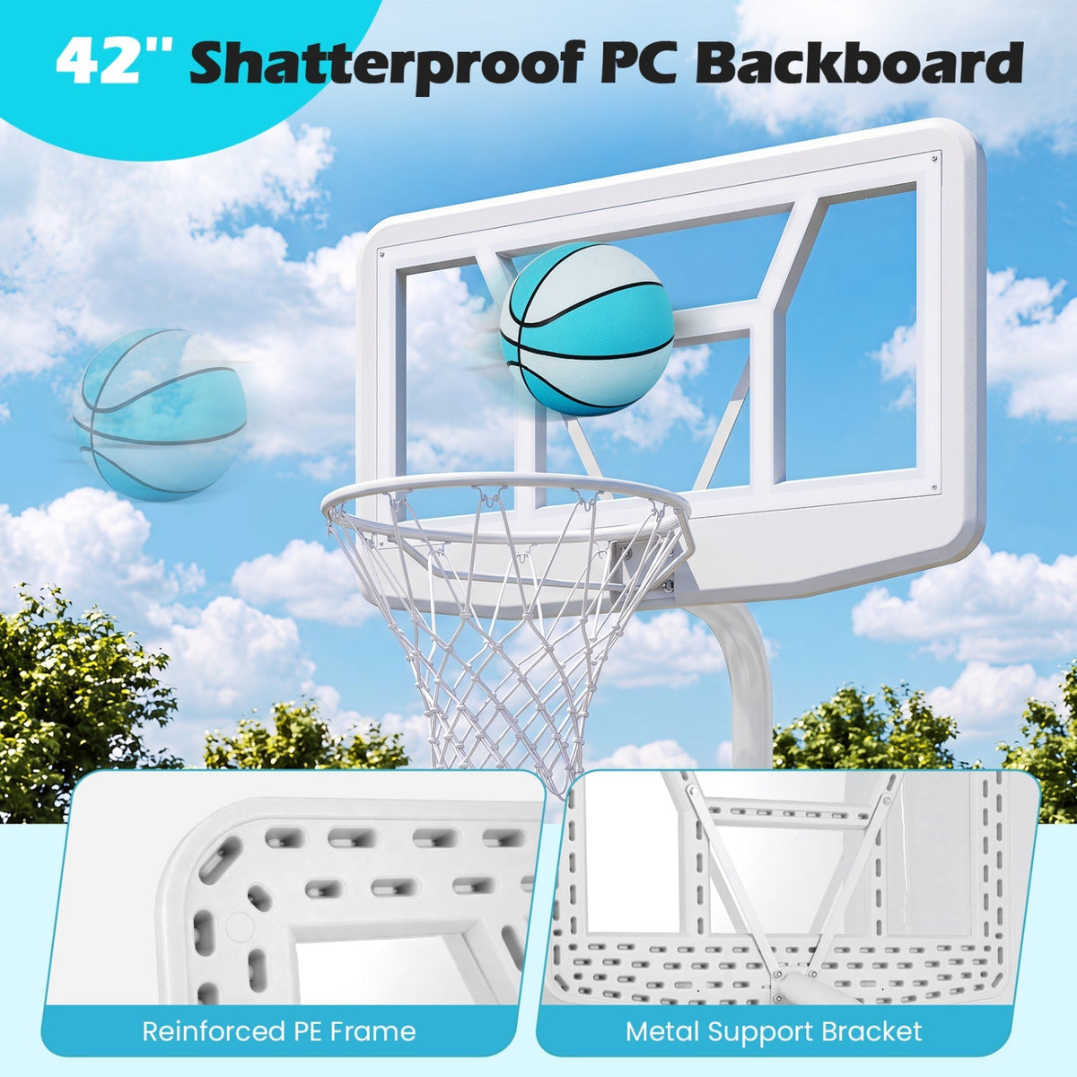 Pool Basketball Hoop Set with 2 Balls and Pump 30