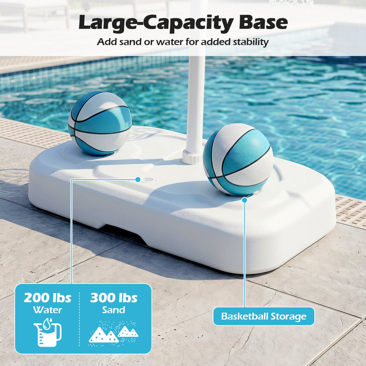 Pool Basketball Hoop Set with 2 Balls and Pump 31
