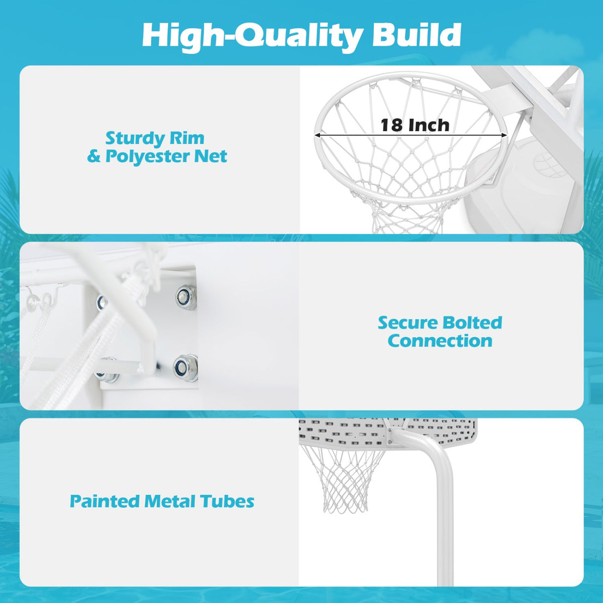 Pool Basketball Hoop Set with 2 Balls and Pump 32
