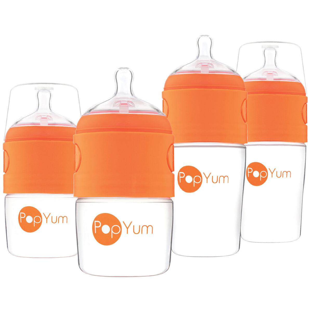 PopYum Baby Bottle Starter Set for Breast and Formula Feeding, 4-Pack, Orange, 2x 5oz Bottles (150ml) + 2x 9oz Bottles (260ml) 1