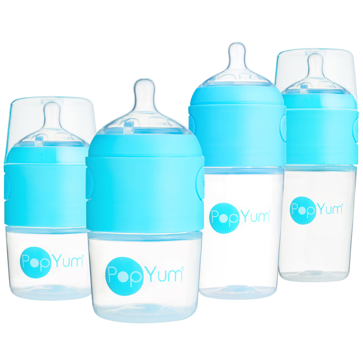 PopYum Baby Bottle Starter Set for Breast and Formula Feeding, 4-Pack, Blue, 2x 5oz Bottles (150ml) + 2x 9oz Bottles (260ml) 1
