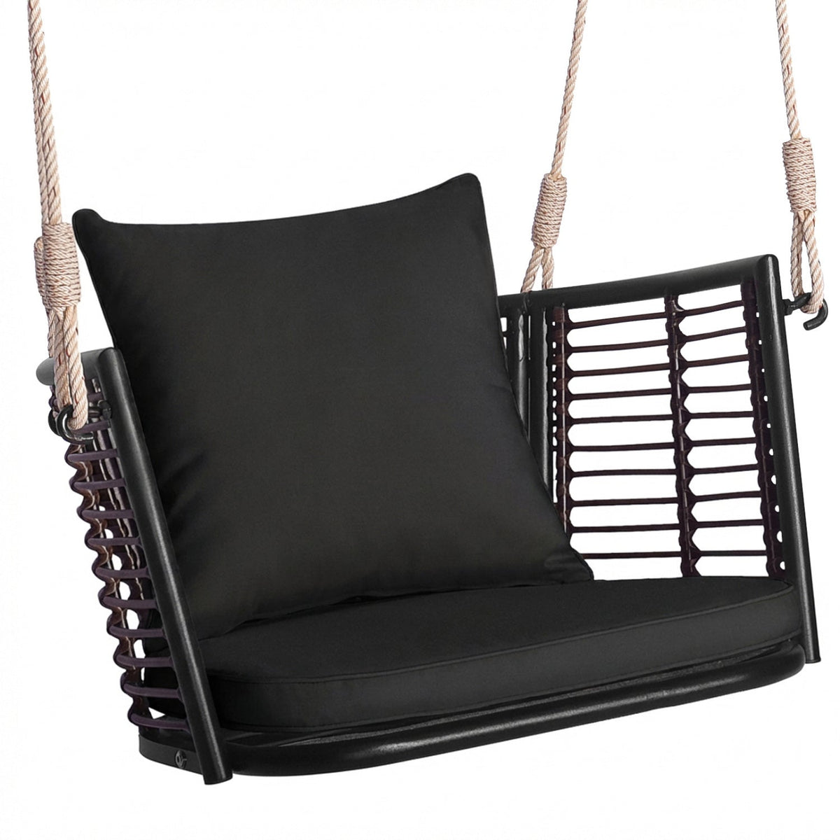 Hanging Rattan Porch Swing Chair with Cushions 3