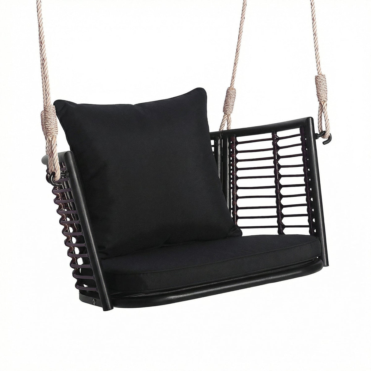 Hanging Rattan Porch Swing Chair with Cushions 4