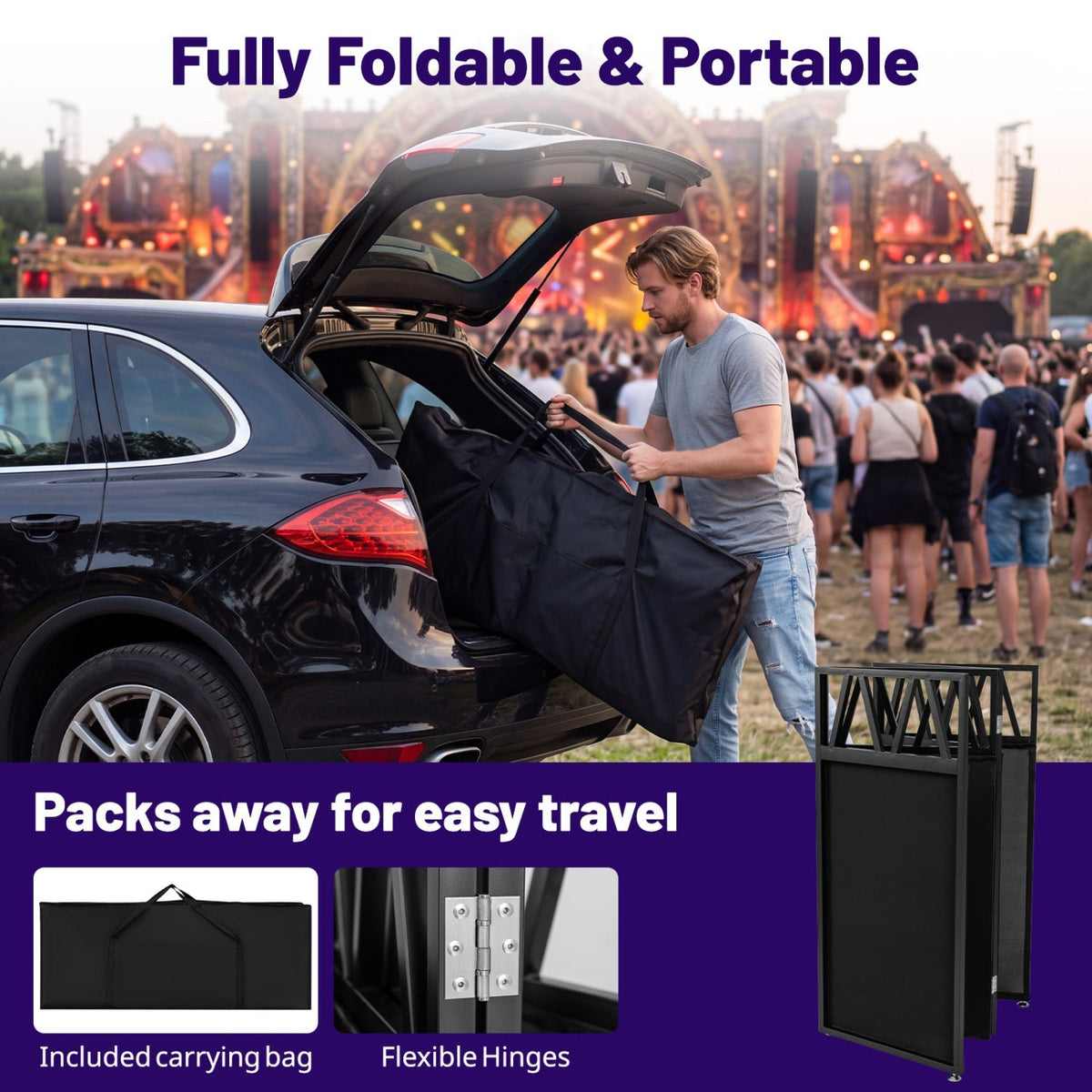 Portable DJ Booth with Black Scrims and Carrying Bag 5
