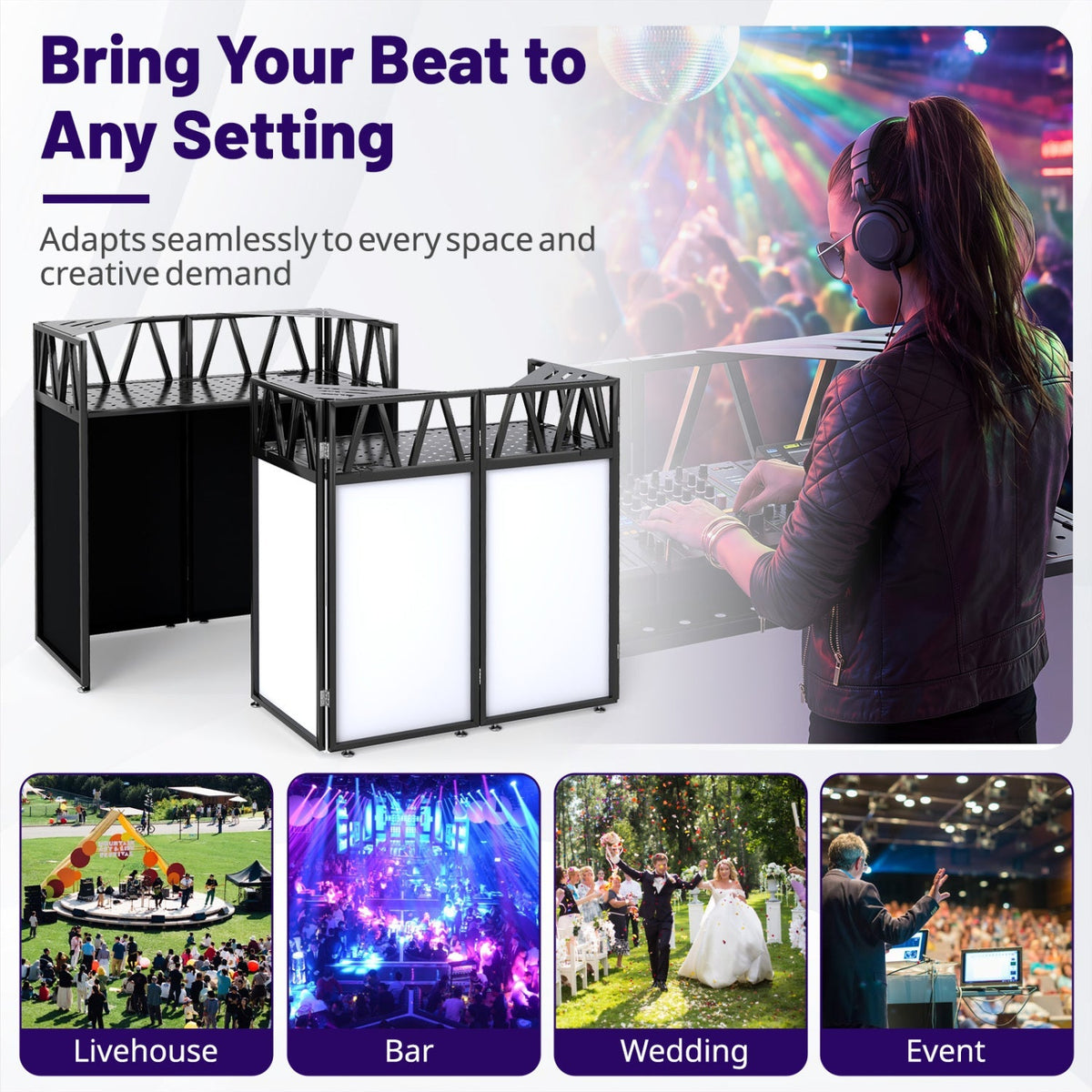 Portable DJ Booth with Black Scrims and Carrying Bag 8