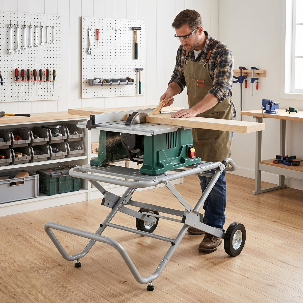 Portable Table Saw Stand with Rolling Wheels - Foldable 2