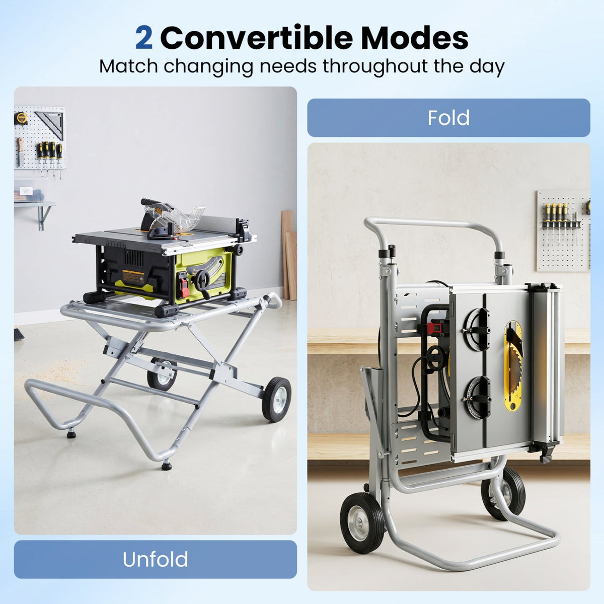 Portable Table Saw Stand with Rolling Wheels - Foldable 6