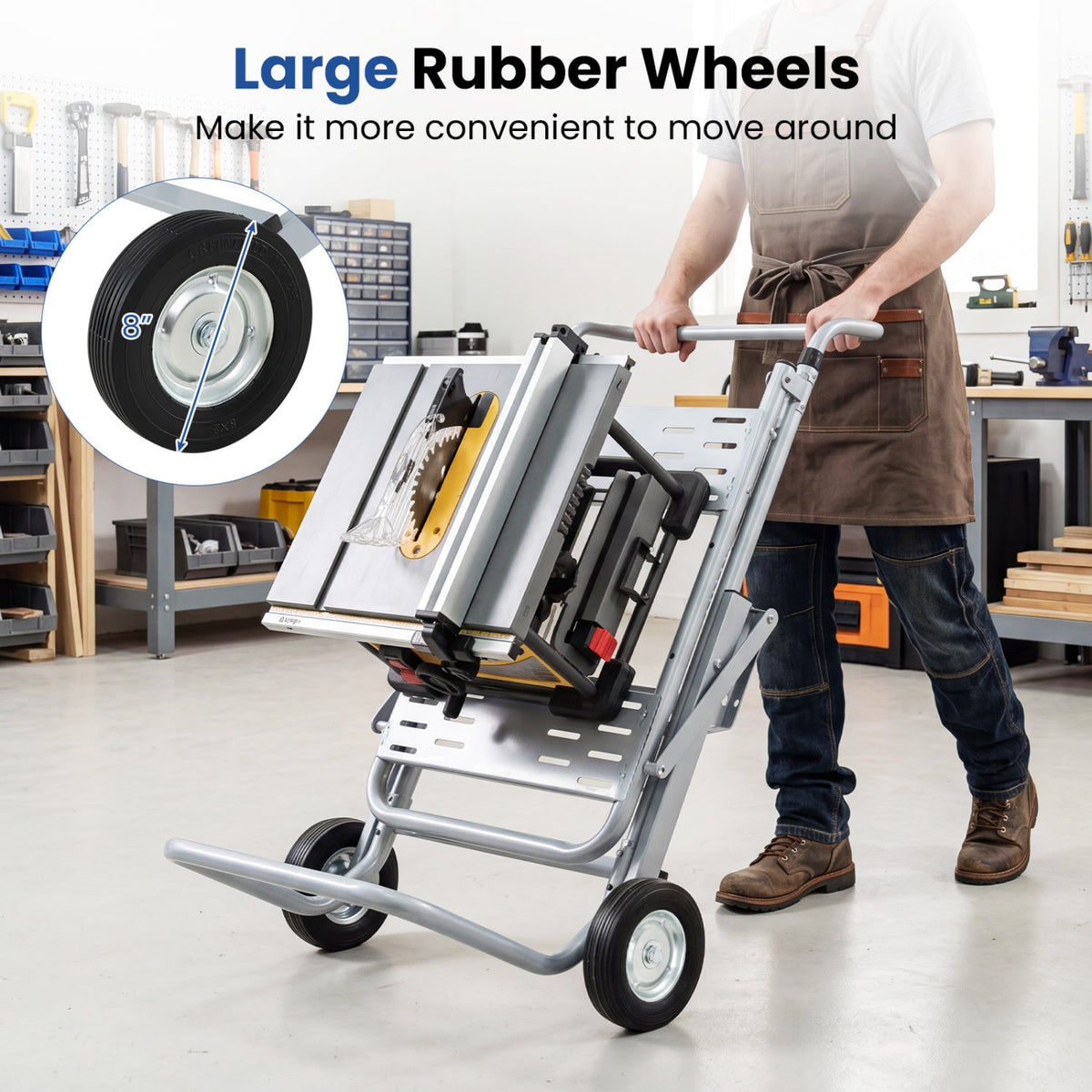 Portable Table Saw Stand with Rolling Wheels - Foldable 8