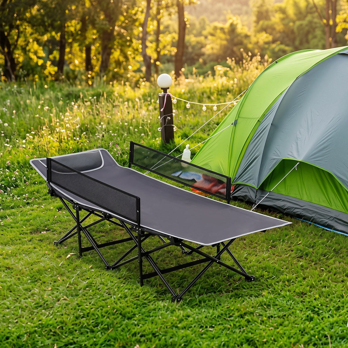 Portable Folding Camping Cot with Guardrail - 330 lbs Capacity 9