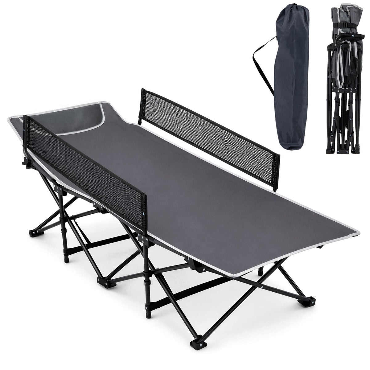 Portable Folding Camping Cot with Guardrail - 330 lbs Capacity 11