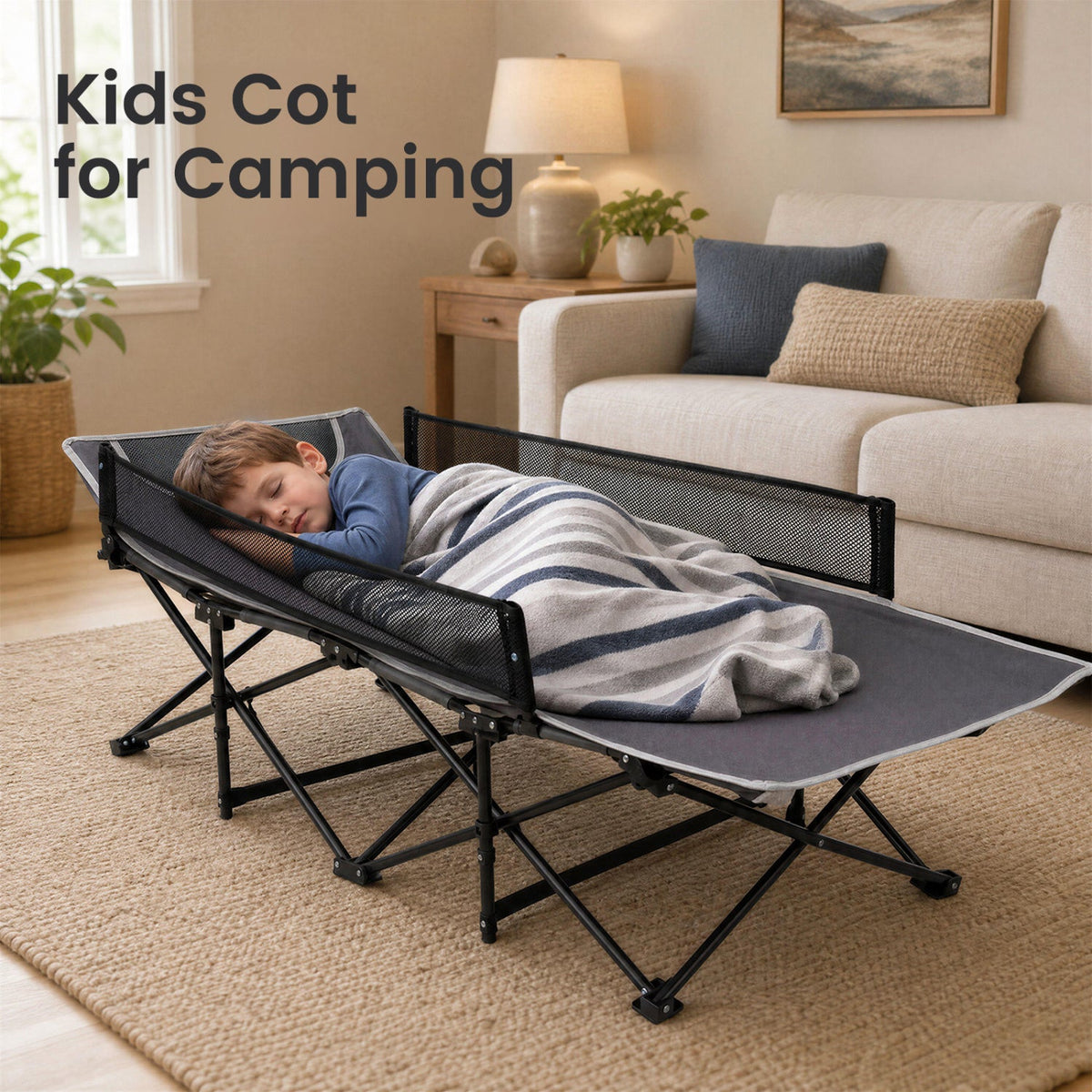 Portable Folding Camping Cot with Guardrail - 330 lbs Capacity 14