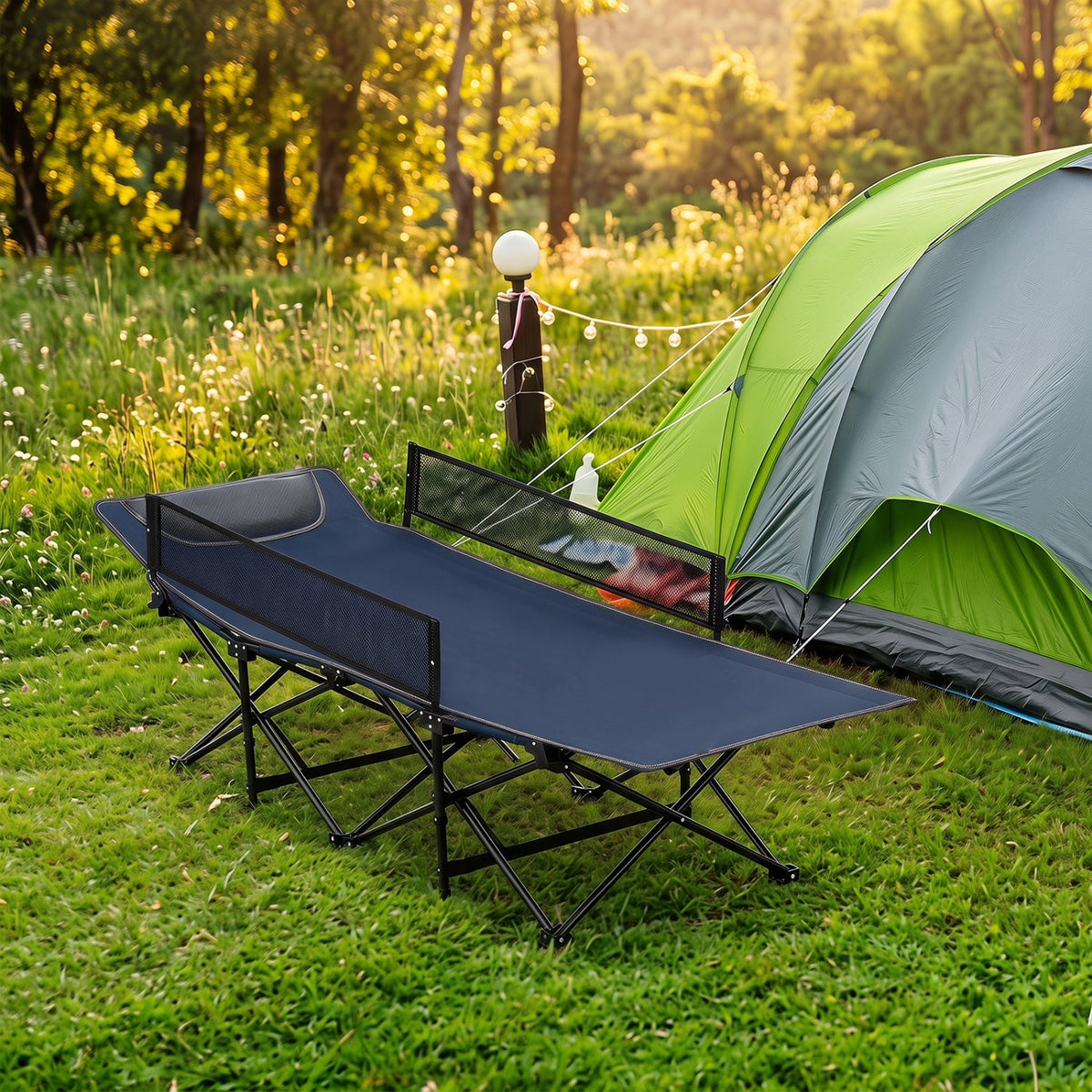 Portable Folding Camping Cot with Guardrail - 330 lbs Capacity 1