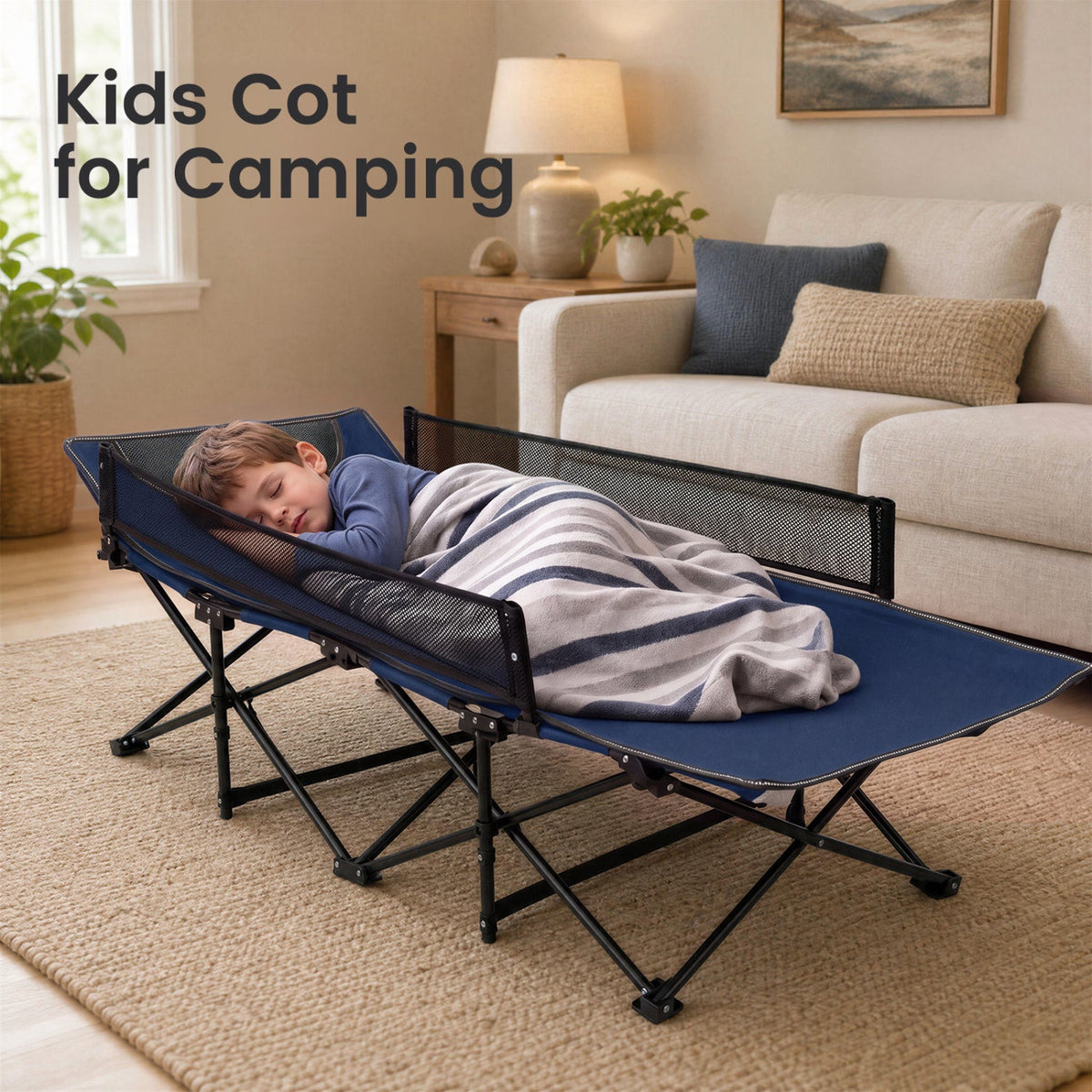 Portable Folding Camping Cot with Guardrail - 330 lbs Capacity 6