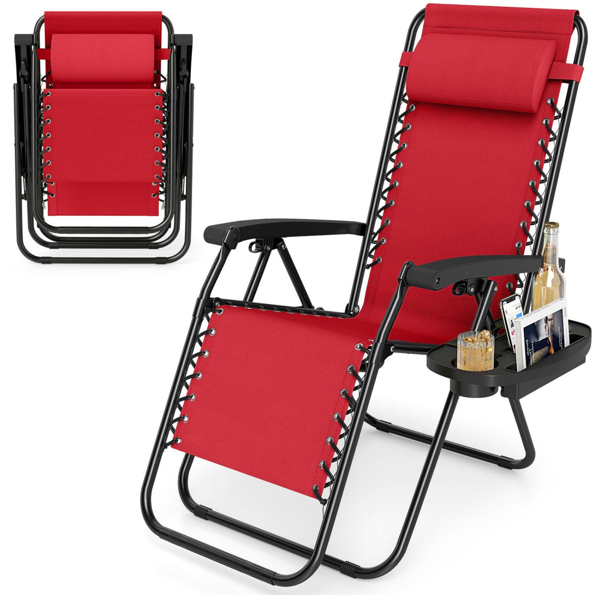 Zero Gravity Lounge Chairs Set of 2 with Cup Holders 20