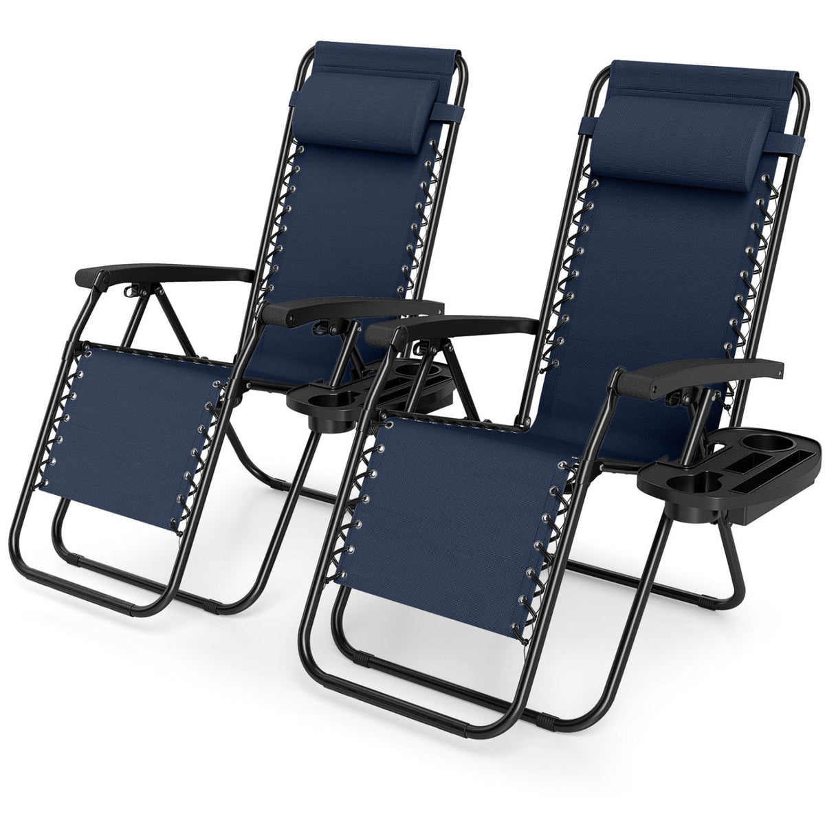 Zero Gravity Lounge Chairs Set of 2 with Cup Holders 11