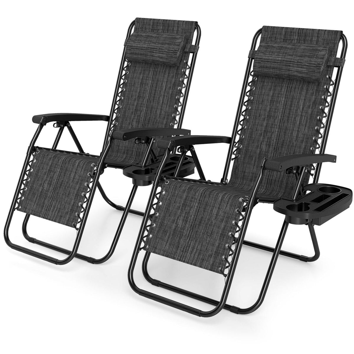 Zero Gravity Lounge Chairs Set of 2 with Cup Holders 3