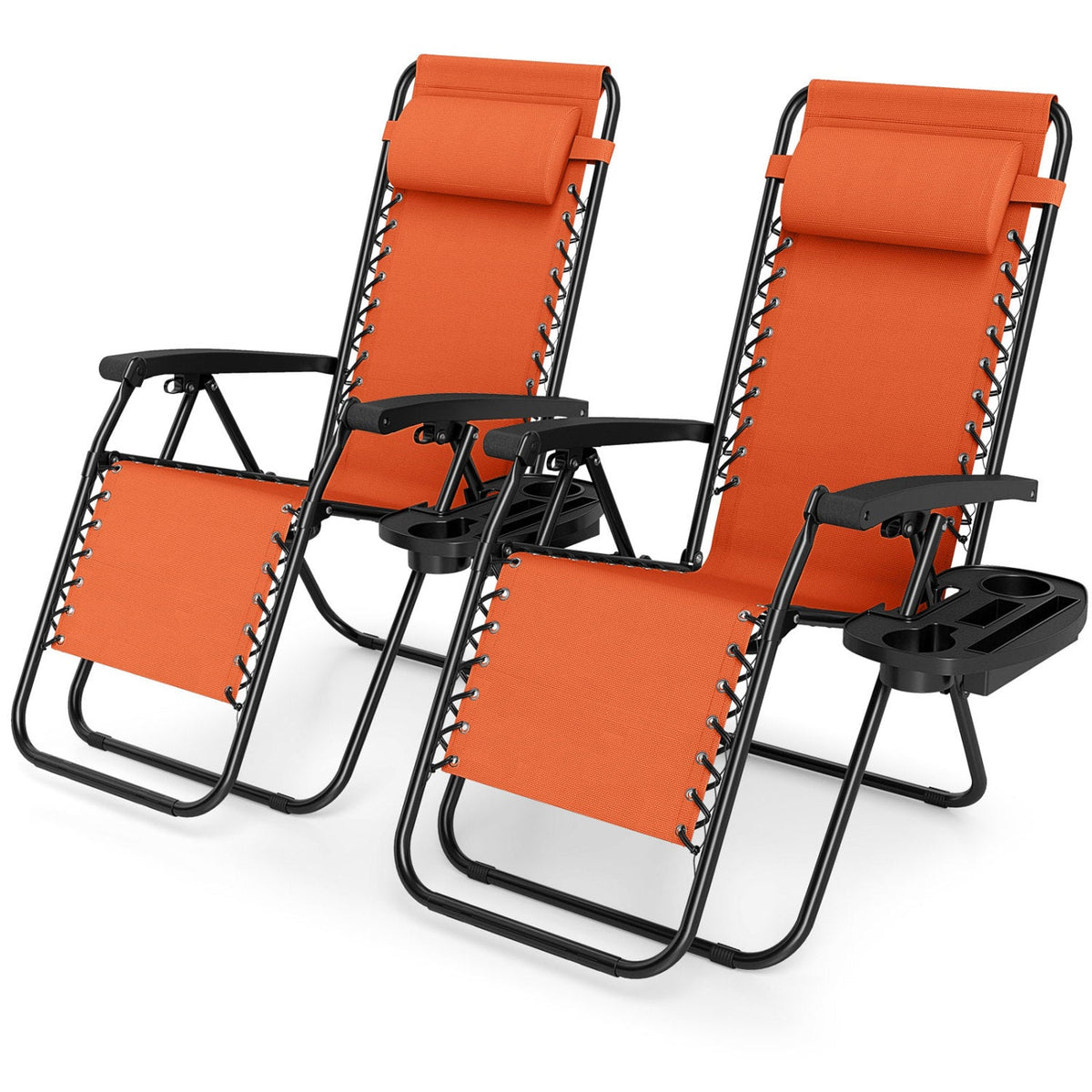 Zero Gravity Lounge Chairs Set of 2 with Cup Holders 27