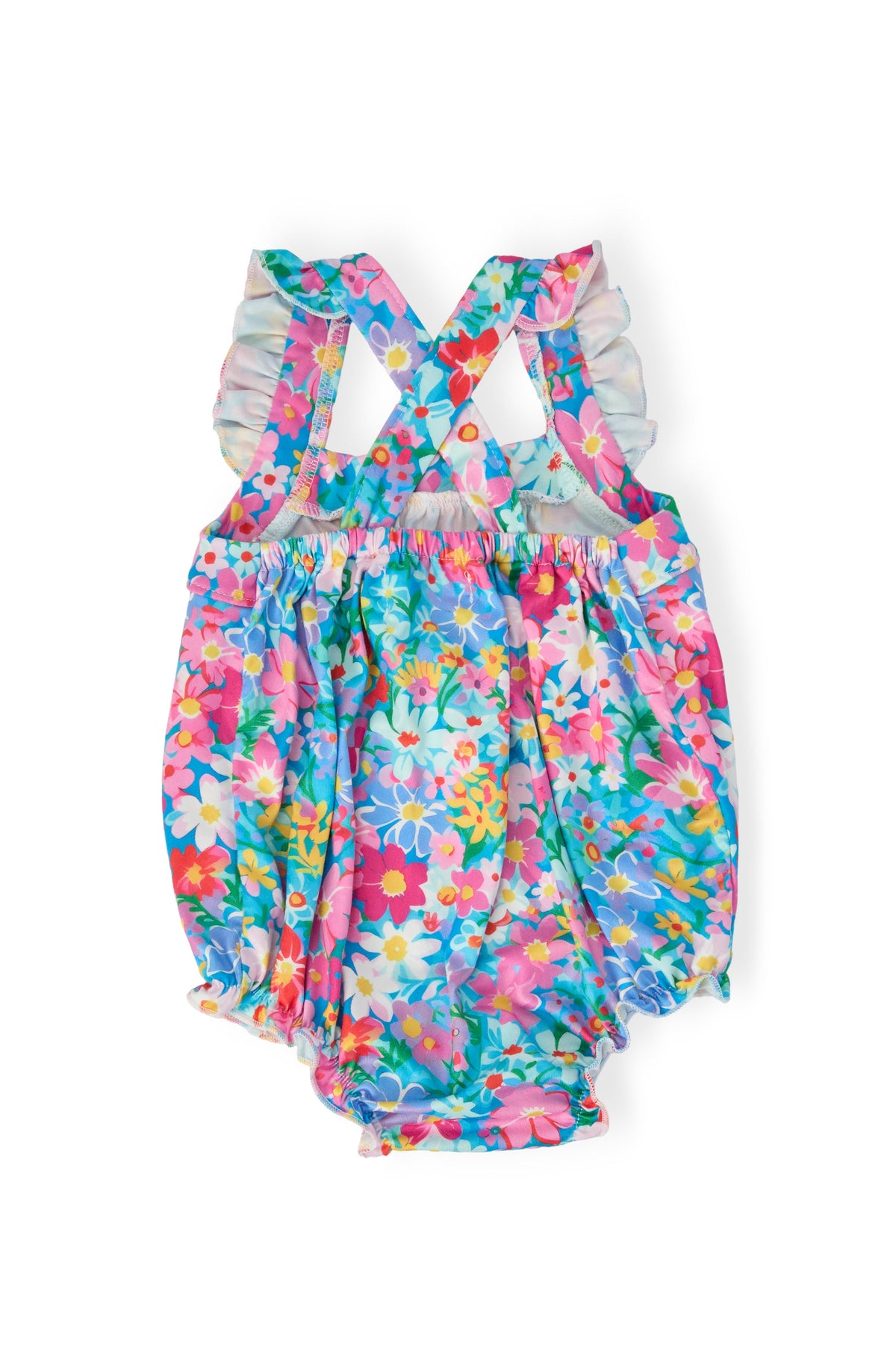 Preppy Floral Ruffle Cross Back Romper 5