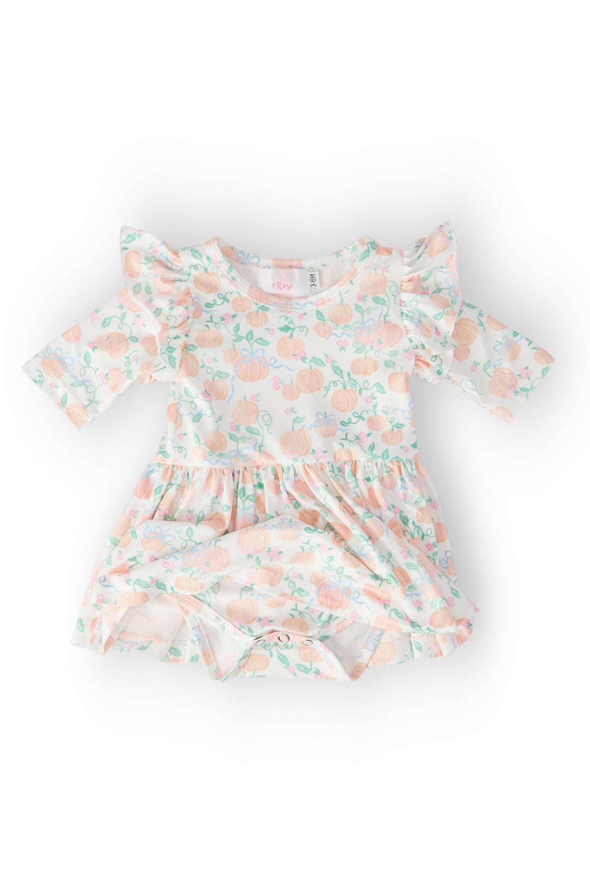 Pretty Pumpkins 3/4 Sleeve Flutter Twirl Bodysuit 2