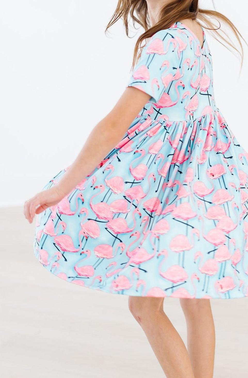 Pretty in Pink Flamingos S/S Pocket Twirl Dress 2
