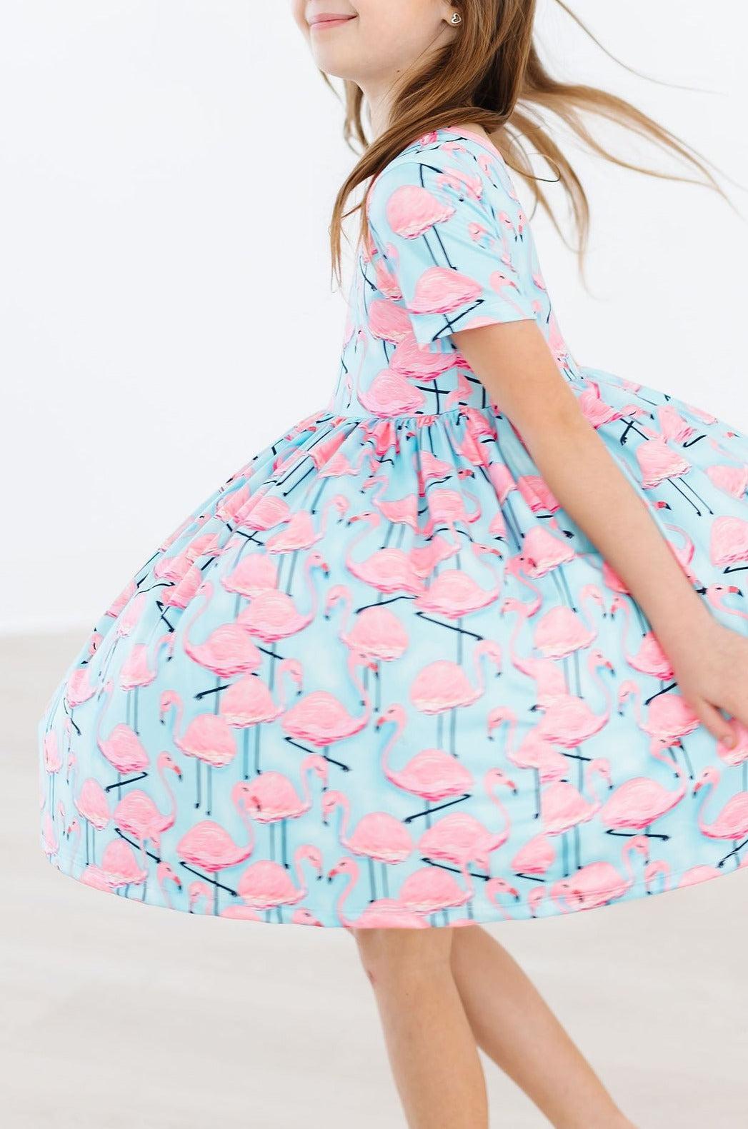 Pretty in Pink Flamingos S/S Pocket Twirl Dress 6