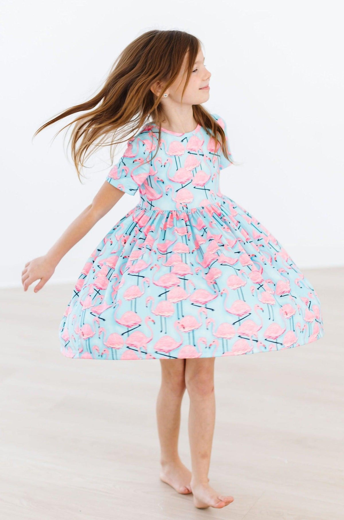 Pretty in Pink Flamingos S/S Pocket Twirl Dress 8