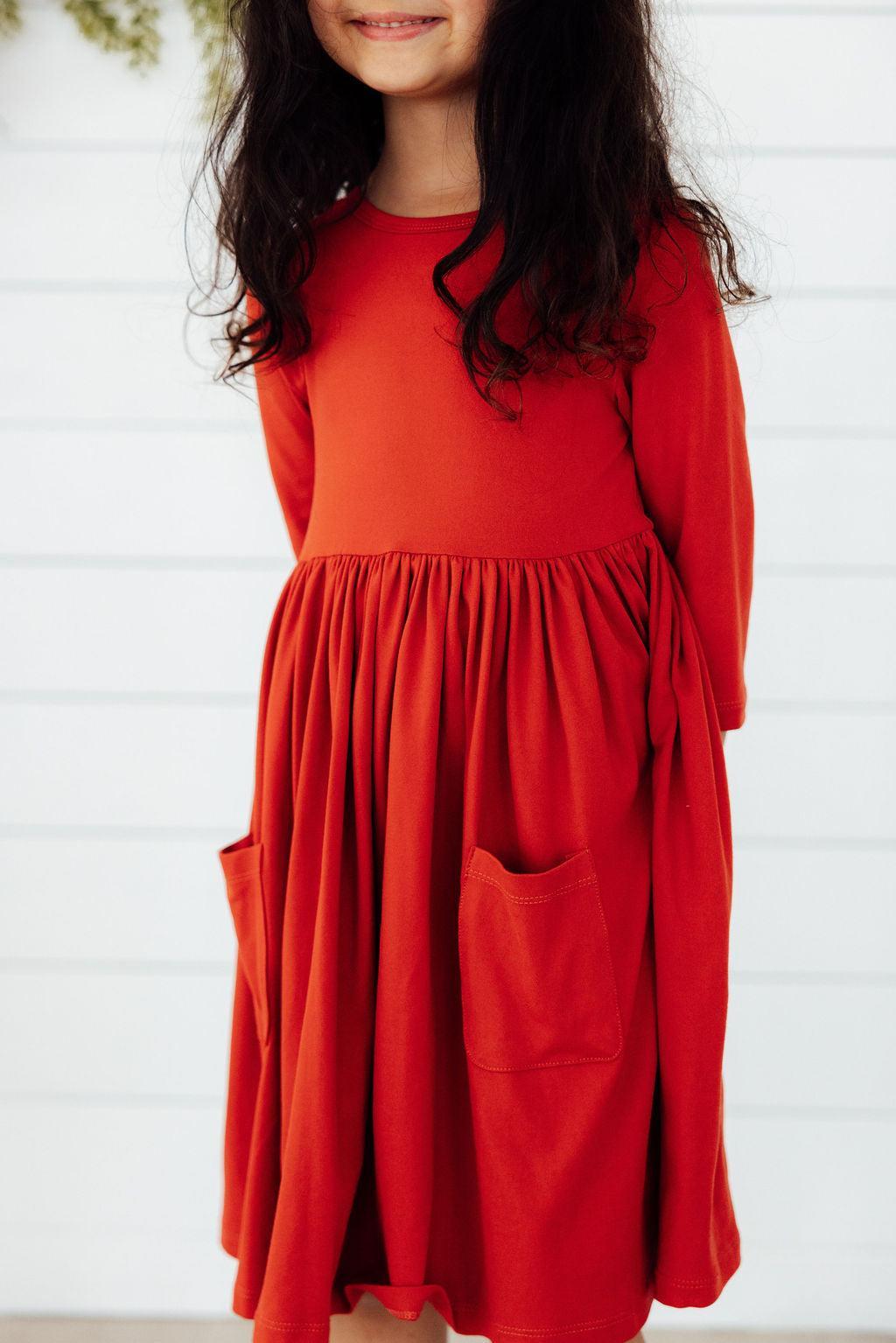 Pumpkin Spice 3/4 Sleeve Pocket Twirl Dress 1