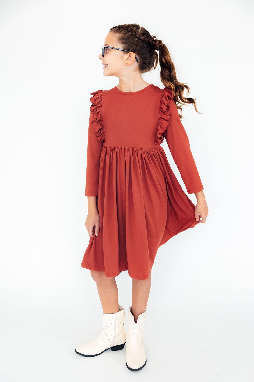 Pumpkin Spice L/S Ruffle Twirl Dress 4
