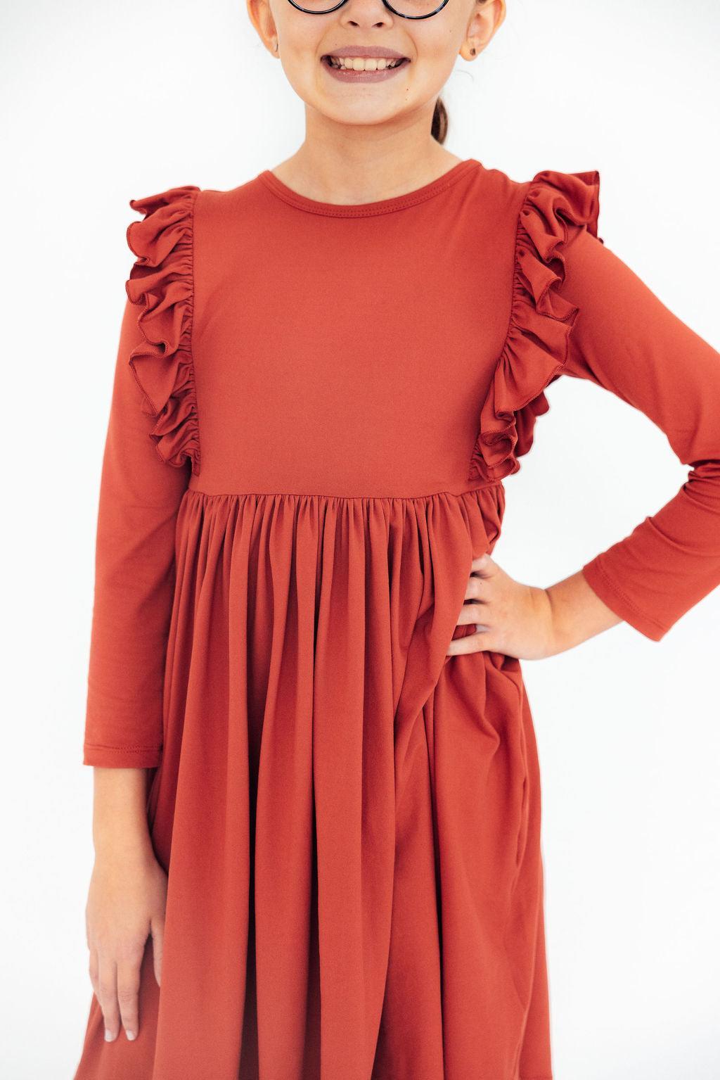 Pumpkin Spice L/S Ruffle Twirl Dress 3