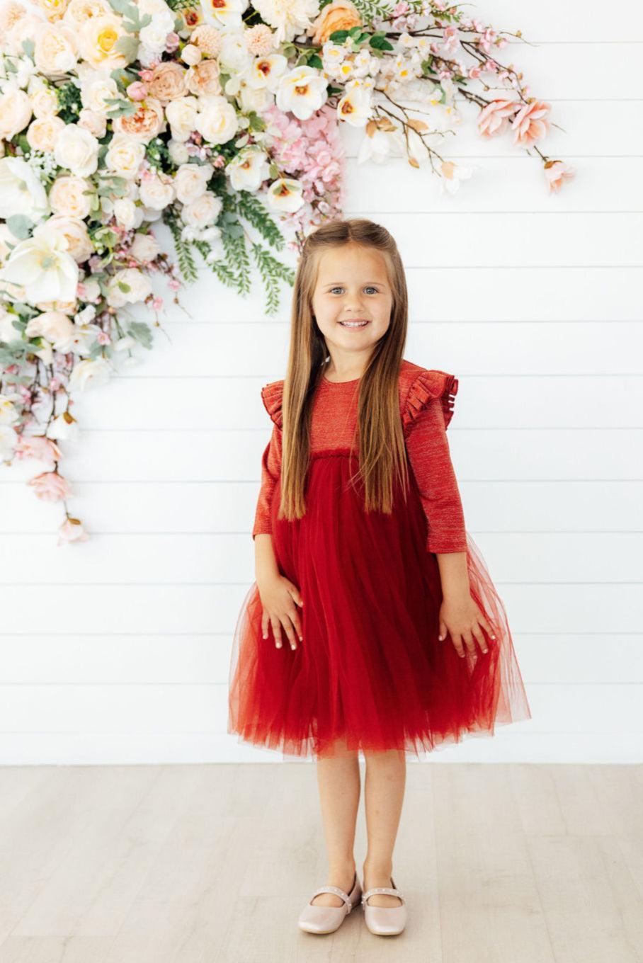 Pumpkin Spice Shimmer 3/4 Sleeve Tutu Dress 3