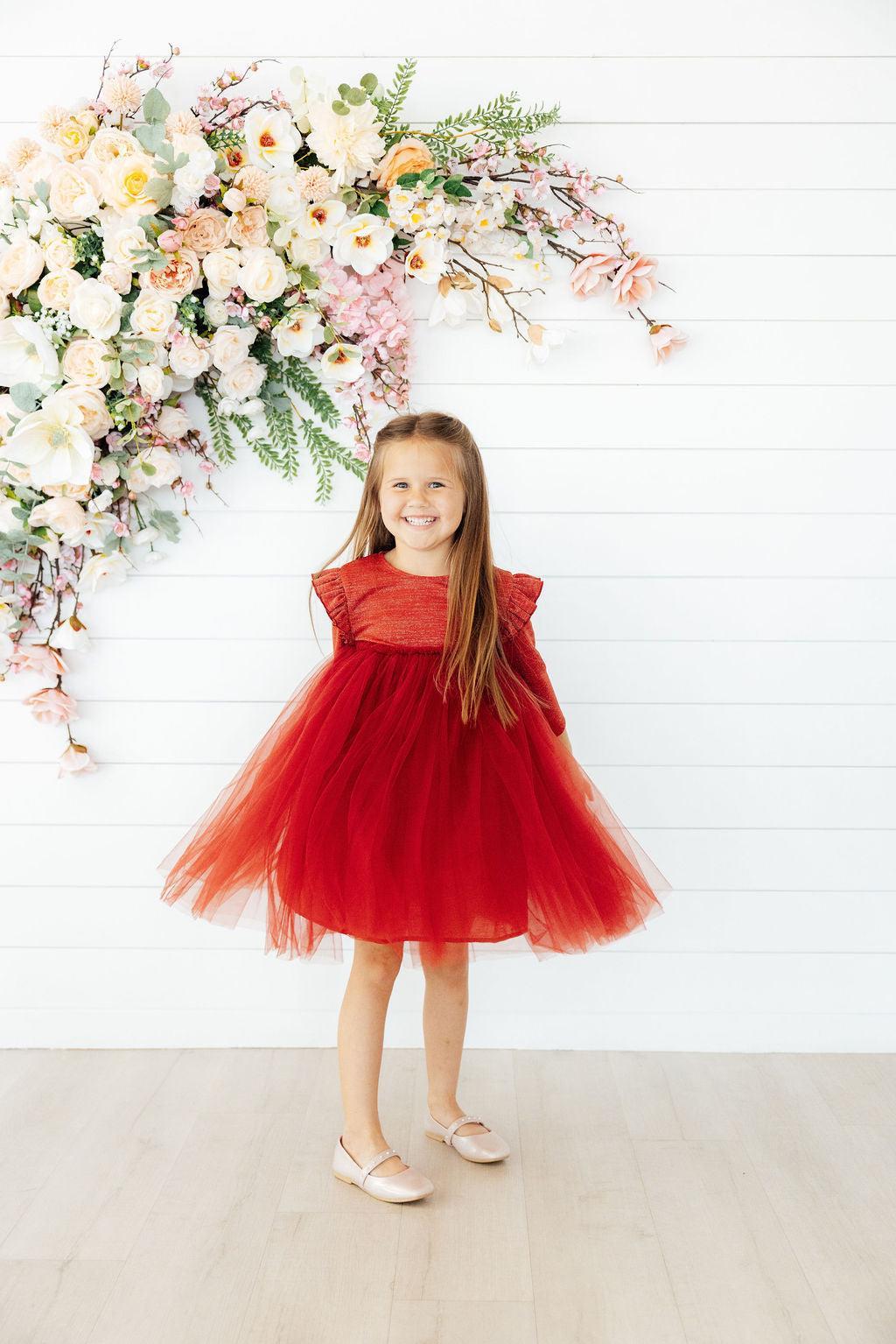 Pumpkin Spice Shimmer 3/4 Sleeve Tutu Dress 5