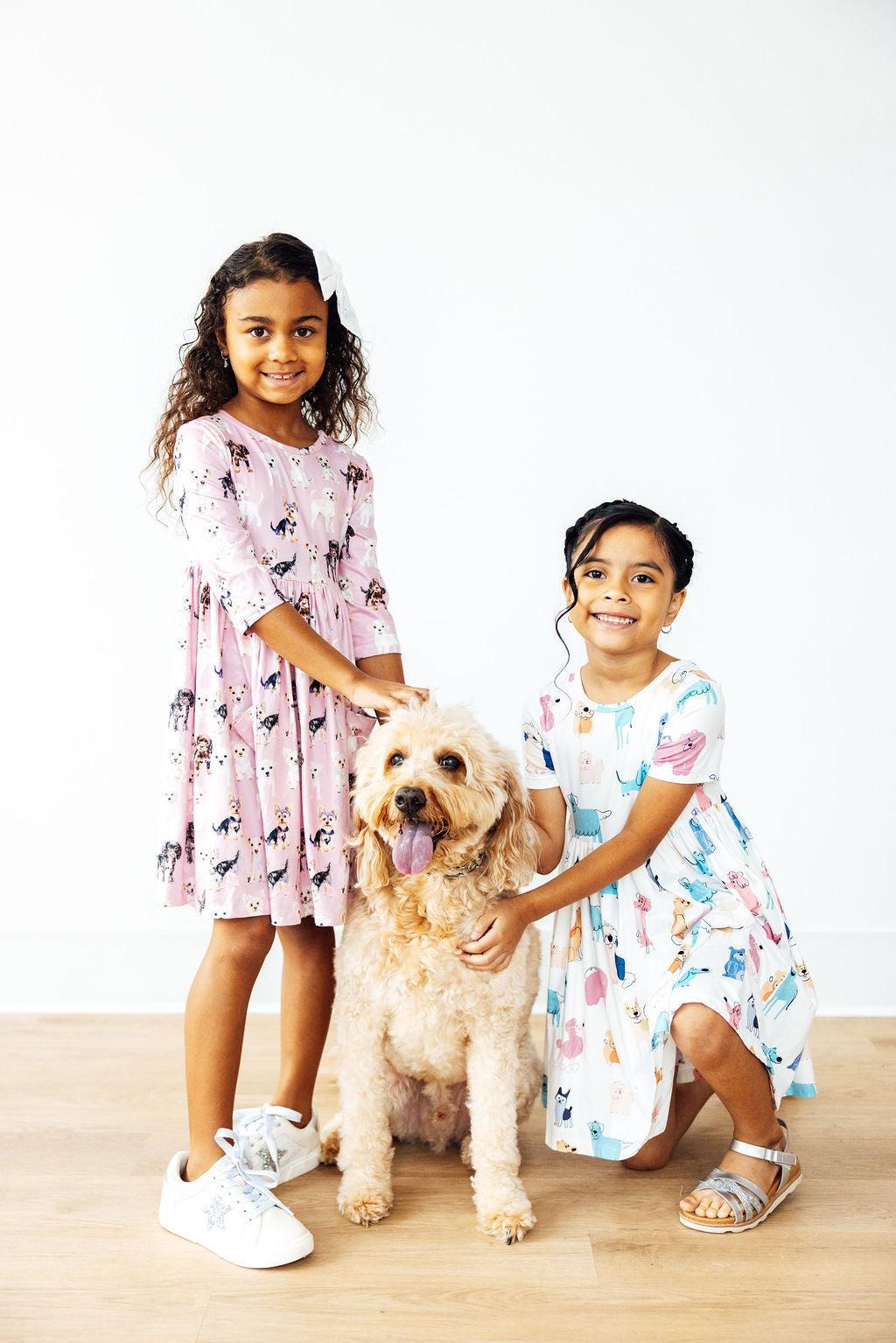 Puppy Kisses 3/4 Sleeve Pocket Twirl Dress 3