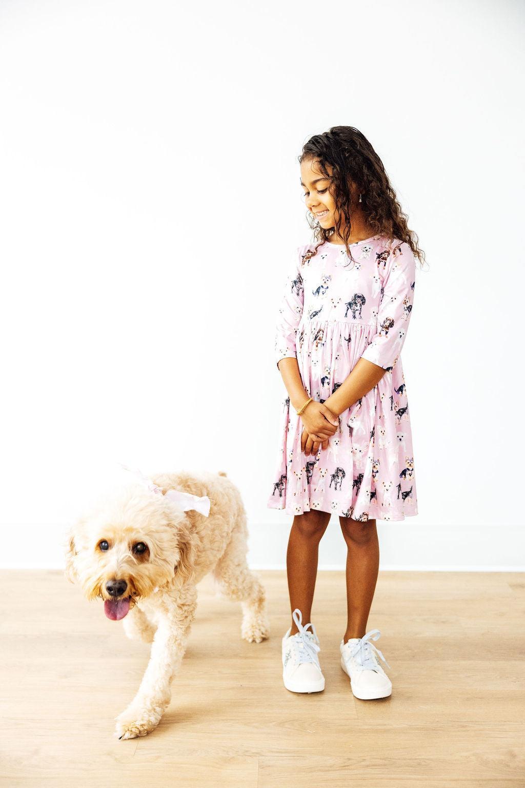 Puppy Kisses 3/4 Sleeve Pocket Twirl Dress 4