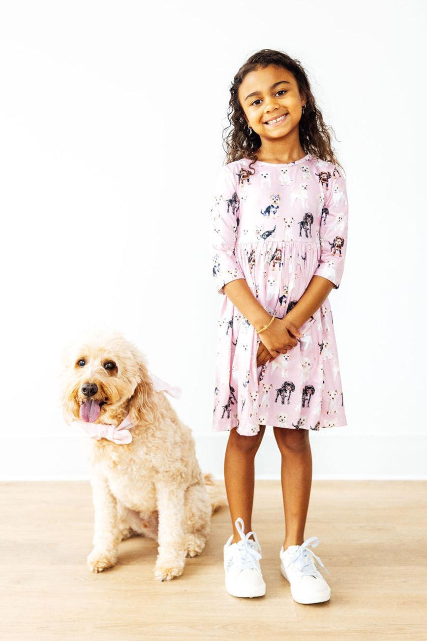 Puppy Kisses 3/4 Sleeve Pocket Twirl Dress 1