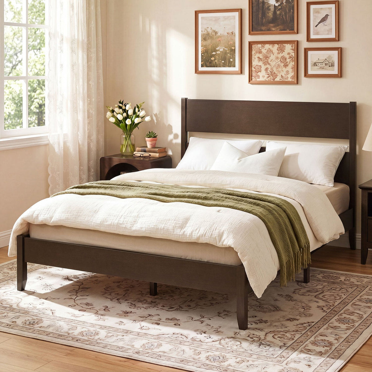 Queen Bed Frame with Headboard and Solid Wood Legs 10