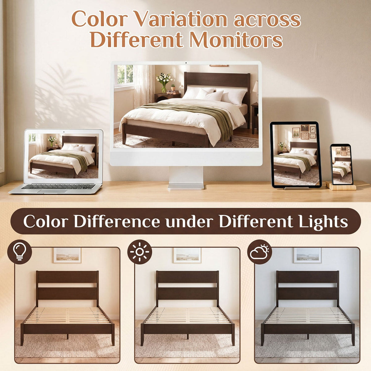 Queen Bed Frame with Headboard and Solid Wood Legs 16
