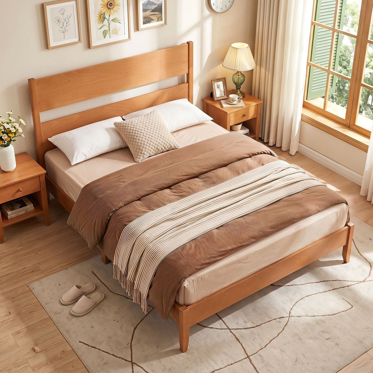 Queen Bed Frame with Headboard and Solid Wood Legs 5