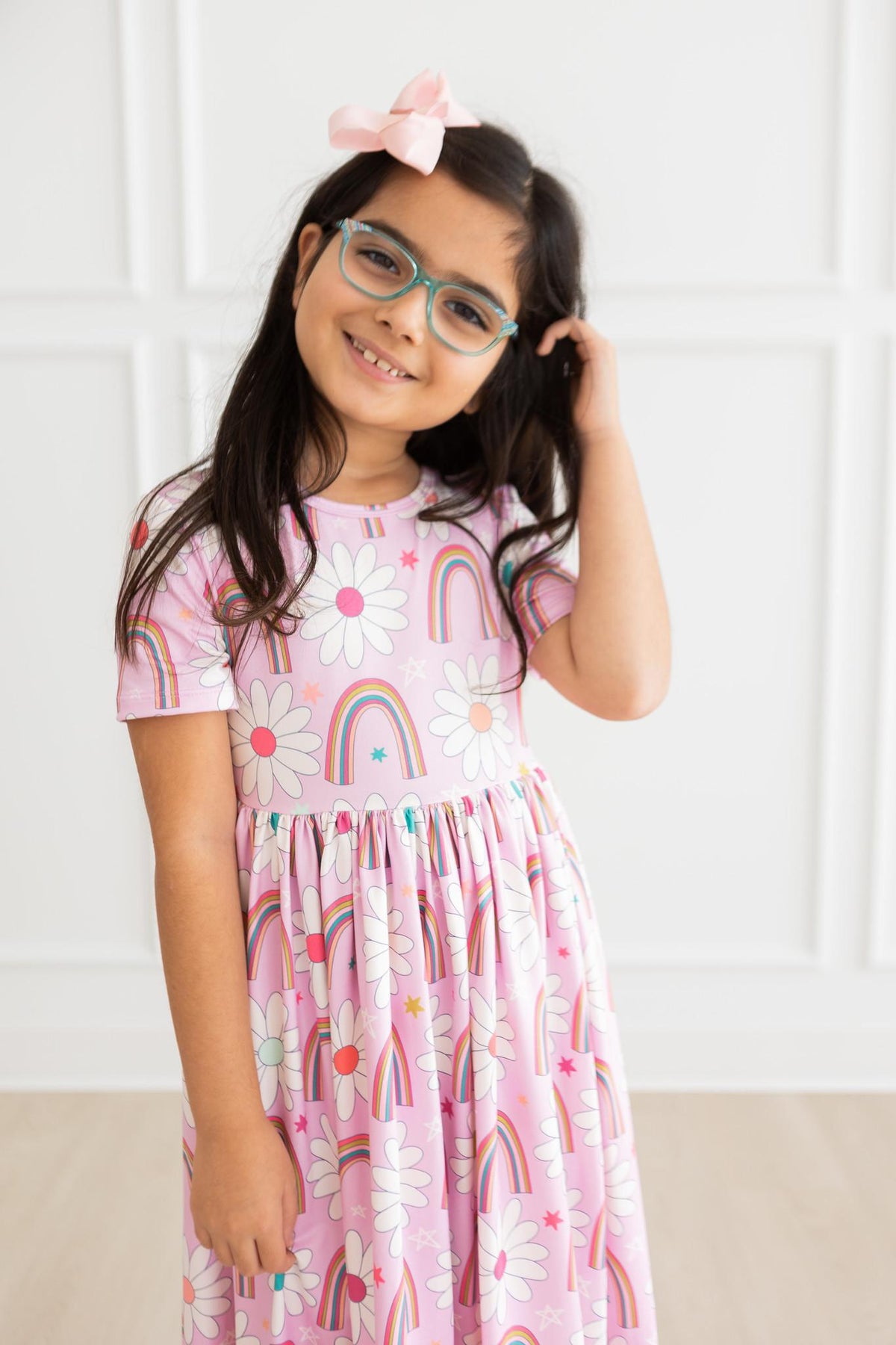 Rainbow Daisies S/S Pocket Twirl Dress 3