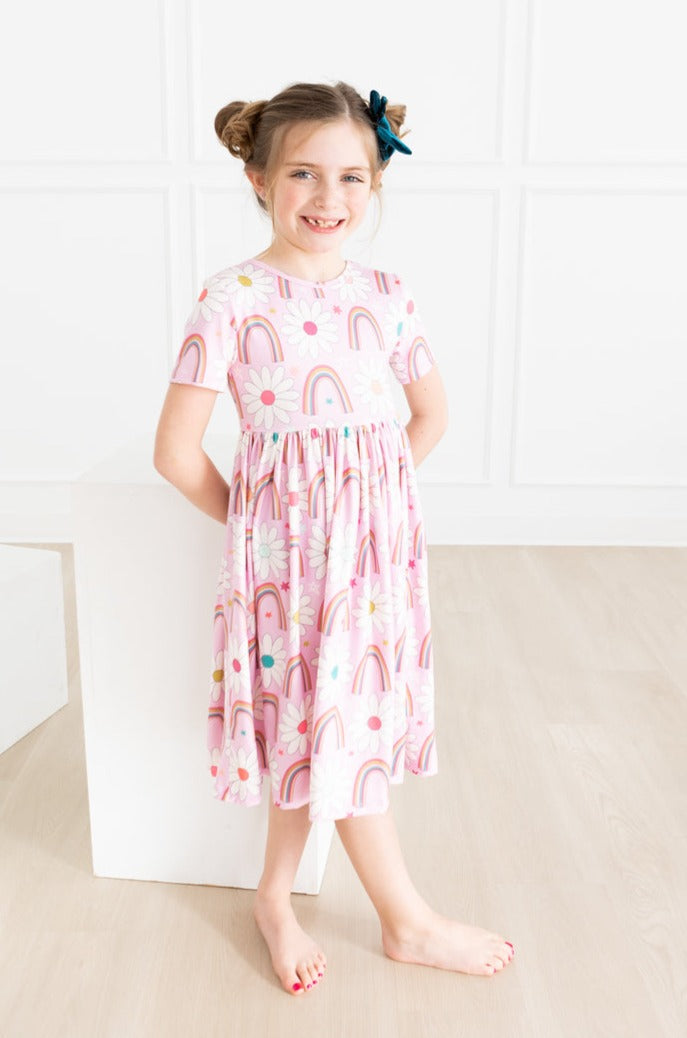 Rainbow Daisies S/S Pocket Twirl Dress 4