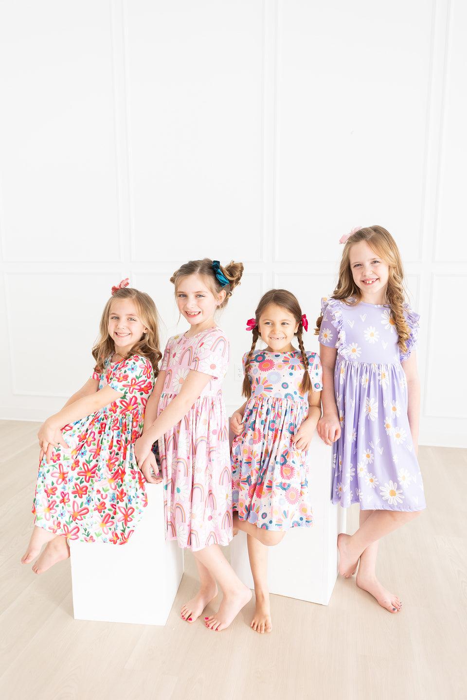 Rainbow Daisies S/S Pocket Twirl Dress 5