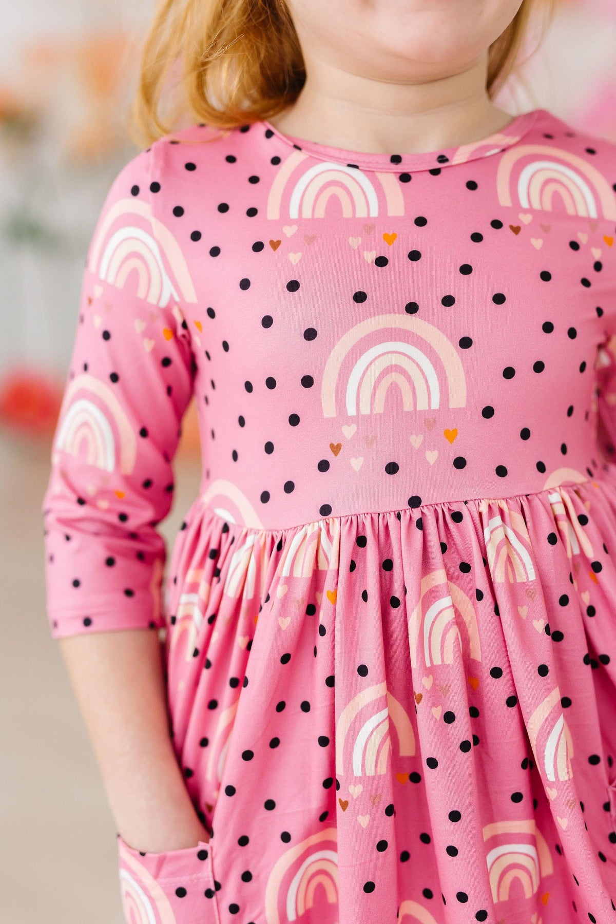 Rainbow Wishes 3/4 Sleeve Pocket Twirl Dress 3