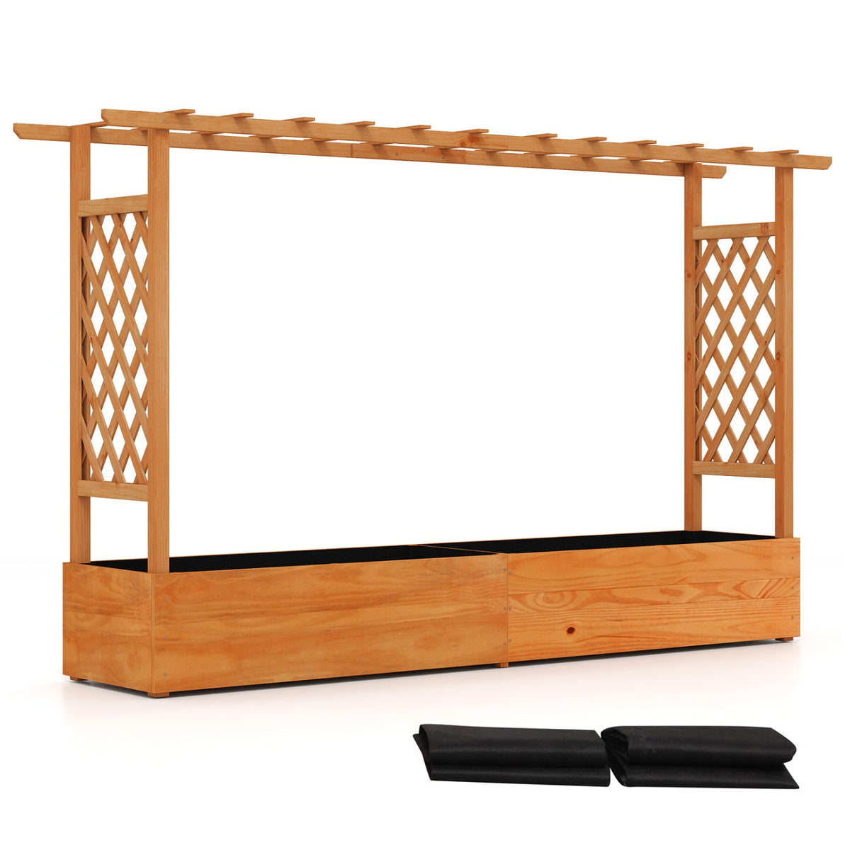 Raised Garden Bed Planter Box with Lattice Trellis Drainage Holes 4