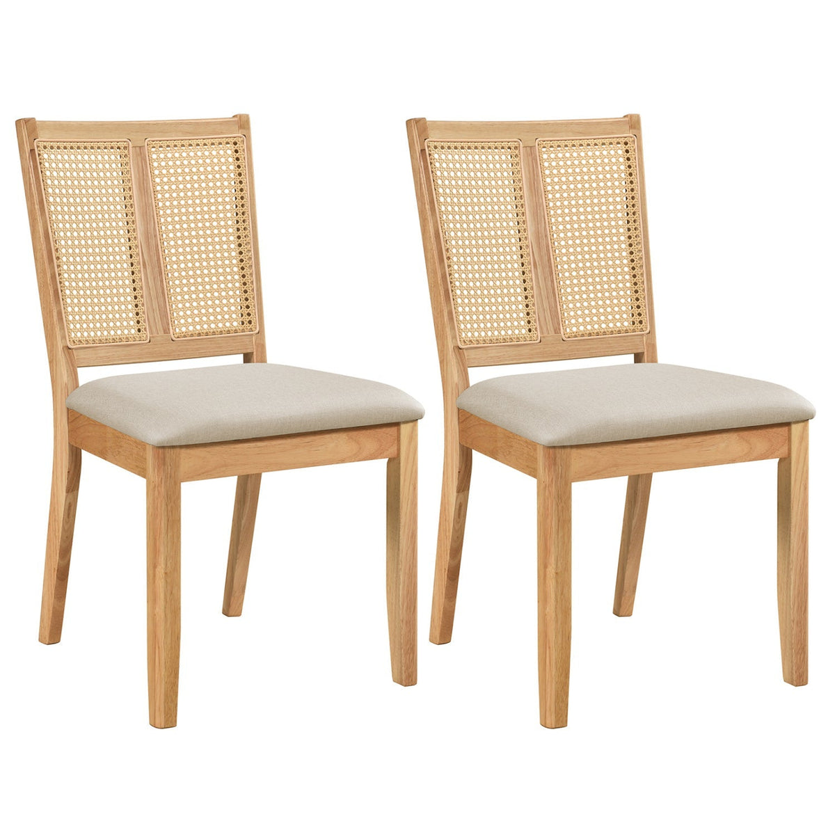 Rattan Dining Chairs Set of 2 with Curved Backrest 3