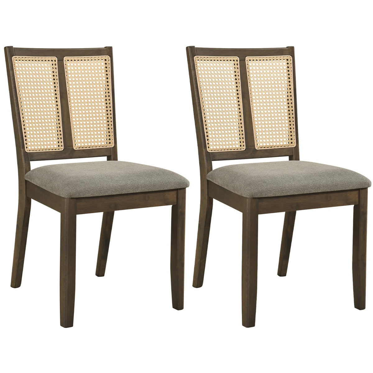 Rattan Dining Chairs Set of 2 with Curved Backrest 3
