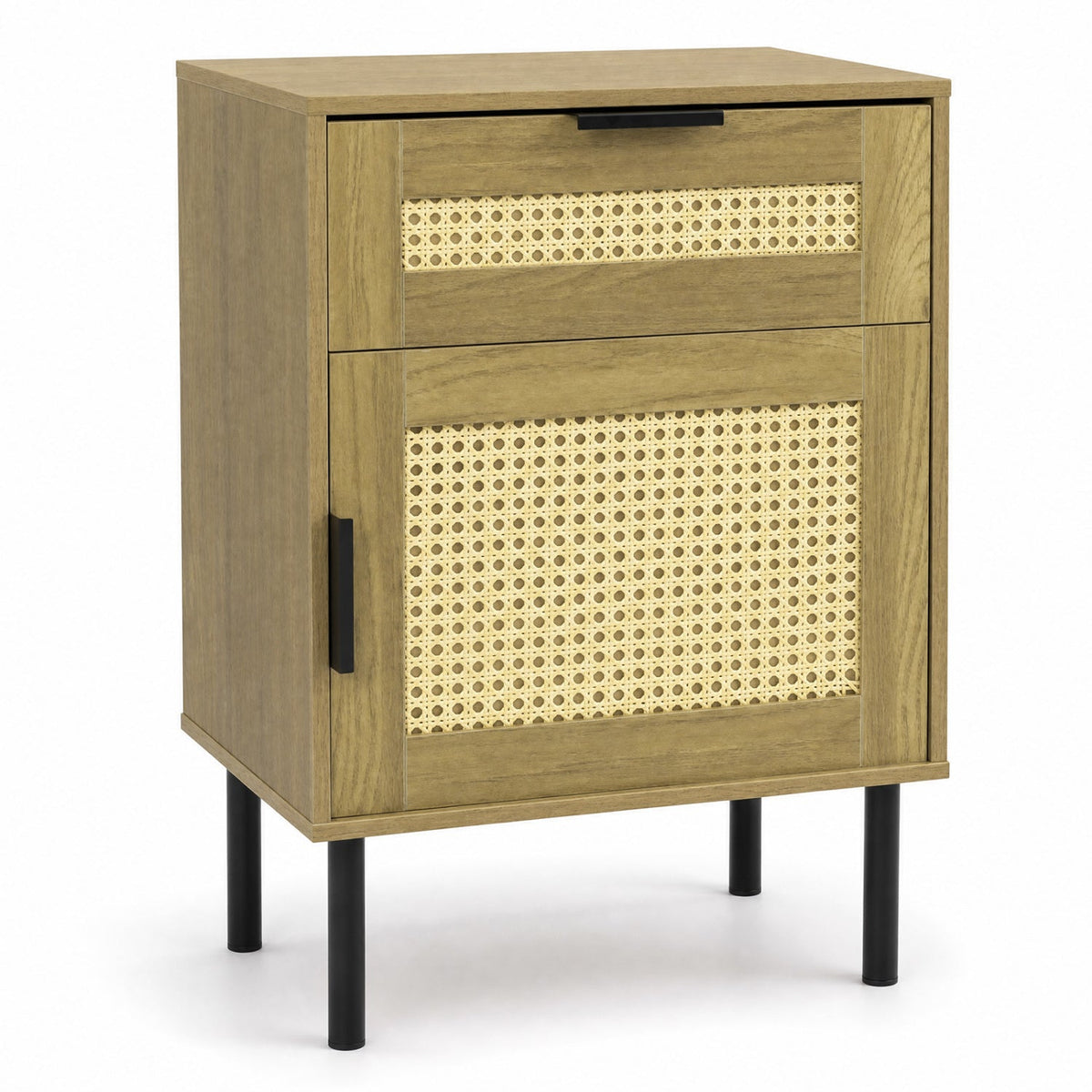 Rattan Nightstand with Drawer and Storage Cabinet 3