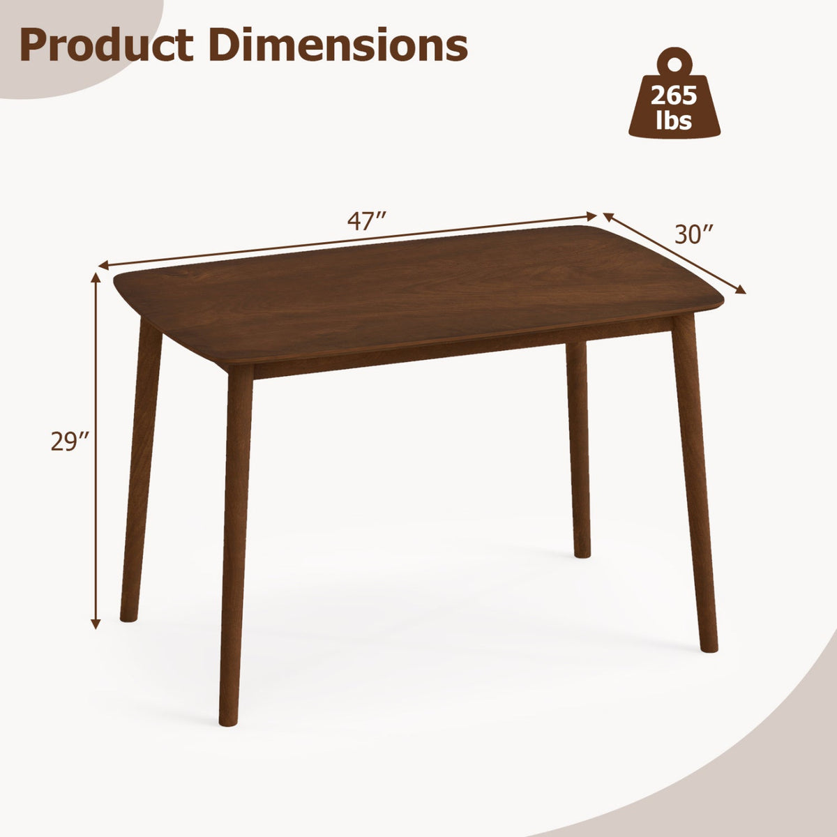 Rectangular Dining Table for 4 - Coffee Finish 4