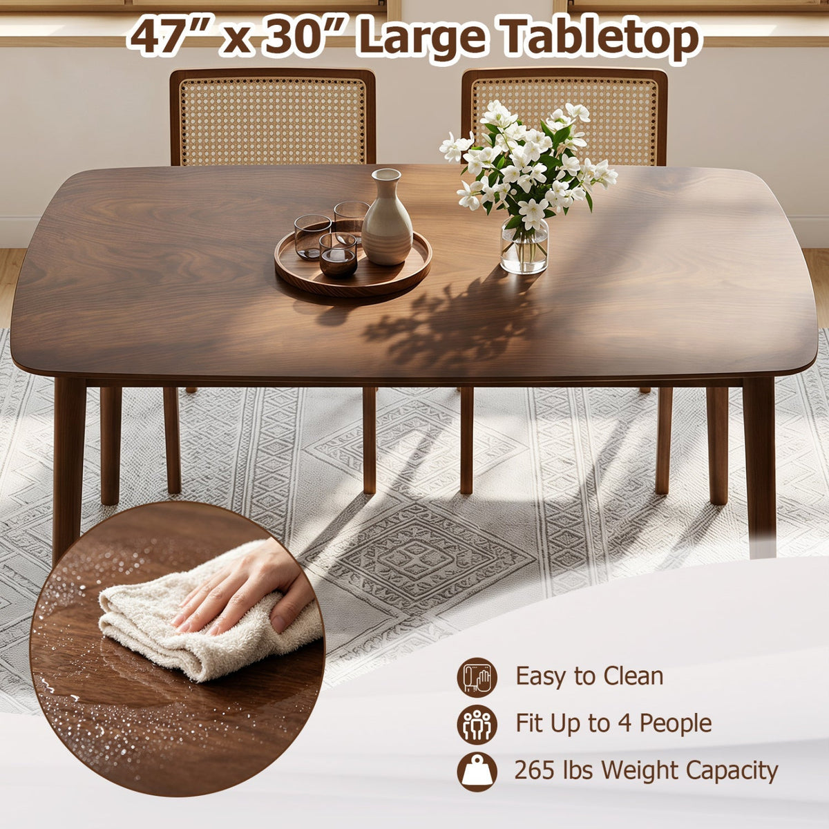Rectangular Dining Table for 4 - Coffee Finish 5