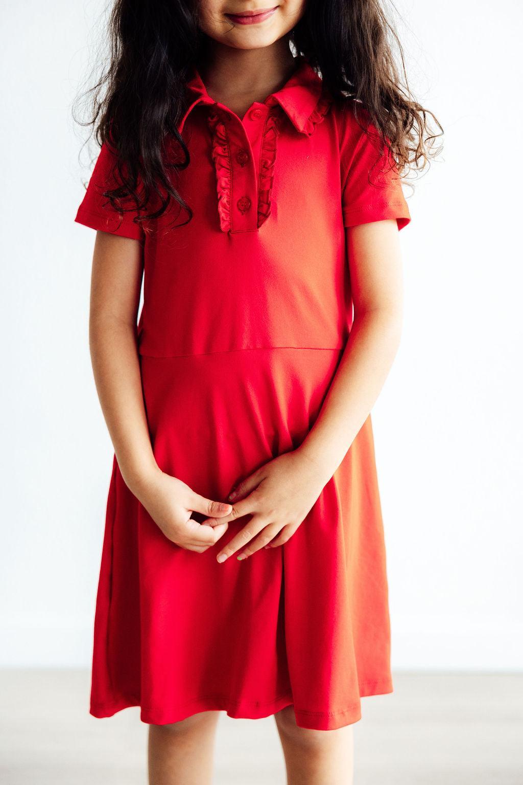 Red S/S Polo Dress 1